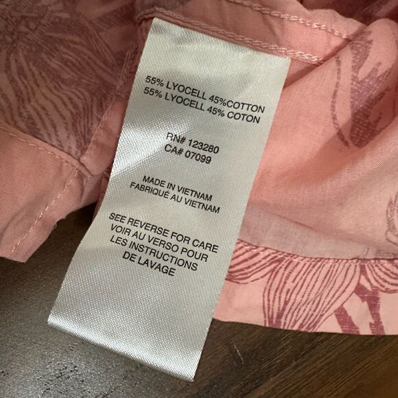 TRAVIS MATHEW Yacht Rockin Floral Camp Shirt Peach Pink Button Up LS - Picture 8 of 11